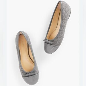 Talbots Women’s Blair Dark Grey Cap Toe Ballet Quilted Flats